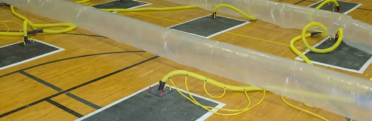 water clean up drying system set up to remove moisture and prevent further damage in Austin, TX