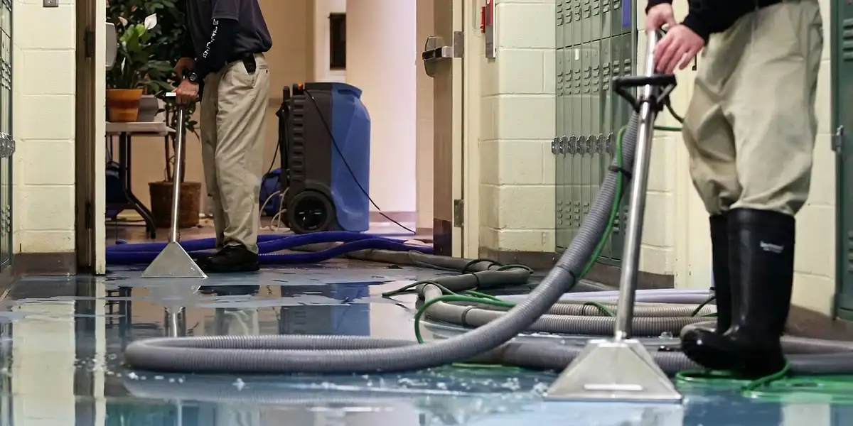 water damage restoration technicians performing professional water extraction inside a property in Austin, TX
